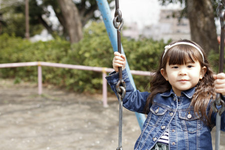Japanese girl on the swing (4 years old)