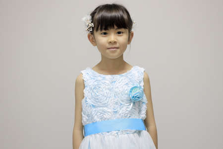 Japanese girl in a dress (7 years old)の写真素材