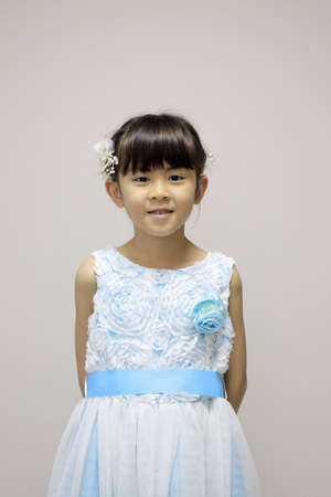 Japanese girl in a dress (7 years old)の写真素材