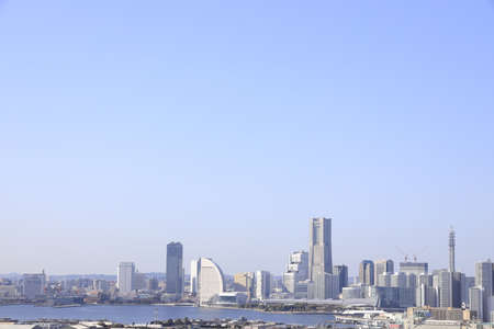 Yokohama Minatomirai 21 in Japan (view from Shinkoyasu)のeditorial素材
