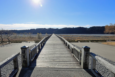 Horai bridge over Oi river in Shizuoka, Japanの写真素材