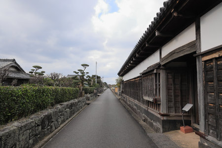 former residential district for upper-class Samurai in Hagi castle town, Yamaguchi, Japanの写真素材