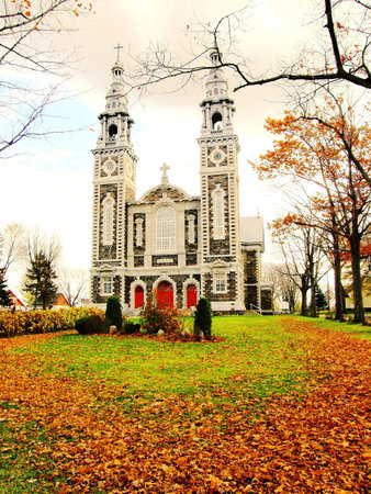 a Quebec church in the fallの写真素材