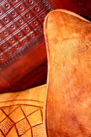 leather pillows closeupの写真素材