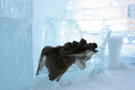 Quebec, Canada-February 20, 2011: entrance hall of the famous ice hotel in Quebec city, Canadaのeditorial素材