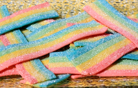 sugar coated candy stripes closeupの写真素材