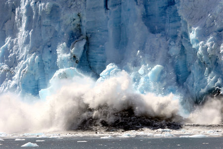 Glacier calving in Glacier Bay National Park, Alaskaの写真素材