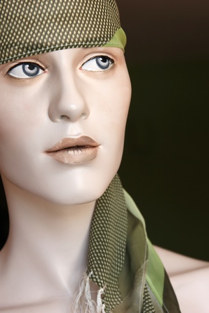 female mannequin wearing head scarf. Bohemian look.の写真素材