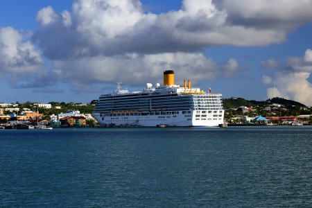 Cruise ship at harborのeditorial素材