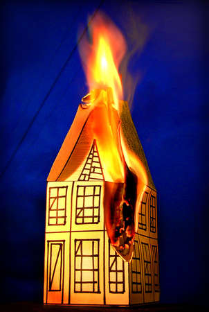 house in a fireの写真素材