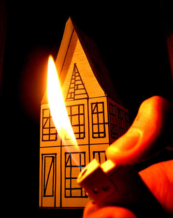 be aware of fireの写真素材