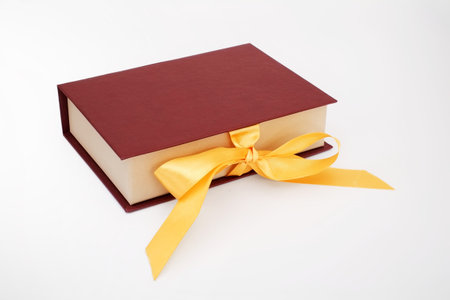 Box gift with silk ribbon in different projections