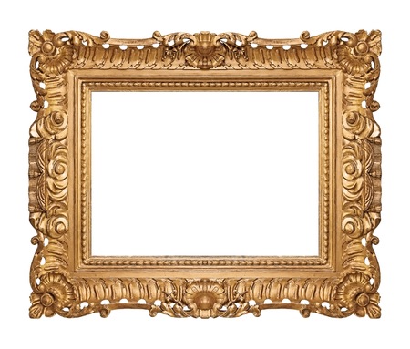 Golden frame for paintings, mirrors or photoの写真素材