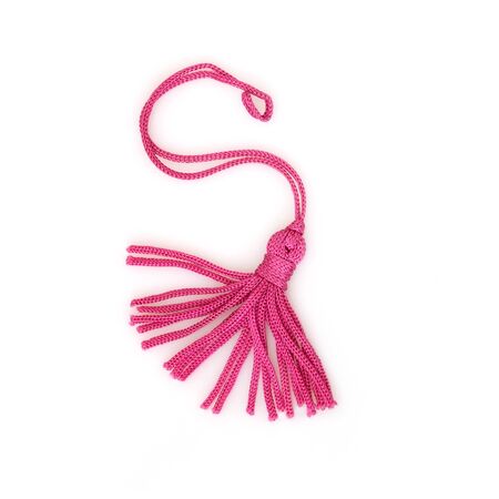 Pink silk tassel isolated on white backgroundの写真素材