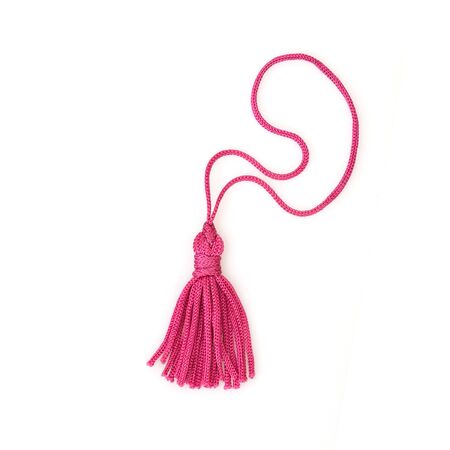 Pink silk tassel isolated on white backgroundの写真素材