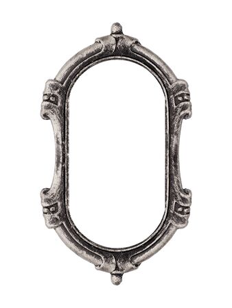Silver gothic frame for paintings, mirrors or photos. Design element with clipping pathの写真素材