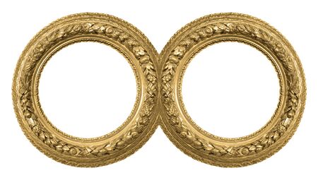 Double golden frame (diptych) for painting, mirror or photosの写真素材