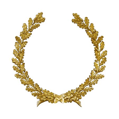 Golden decorative wreath isolated on white background.の写真素材