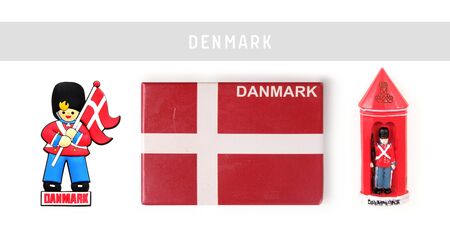 Souvenirs (magnet) from Denmark isolated on white backgroundの写真素材