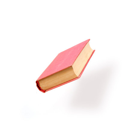 Book in color cover with white sheets isolated on a white background