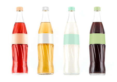Layout bottles for soft drink on a white background with a blank labelの写真素材