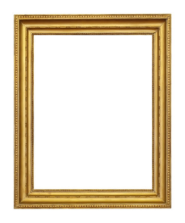 Golden frame for paintings, mirrors or photo isolated on white background