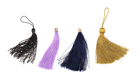 Set of silk tassels isolated on white background for creating graphic concepts