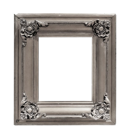 Silver frame for paintings, mirrors or photo isolated on white background.の写真素材