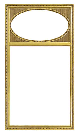 Double golden frame (diptych) for paintings, mirrors or photos isolated on white background.の写真素材