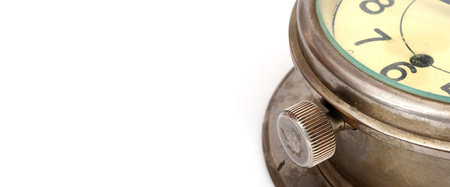 Vintage ship clock isolated on white backgroundの写真素材