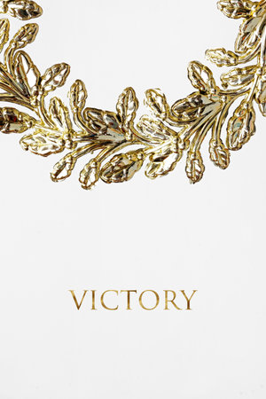 Golden decorative wreaths isolated on white backgroundの写真素材