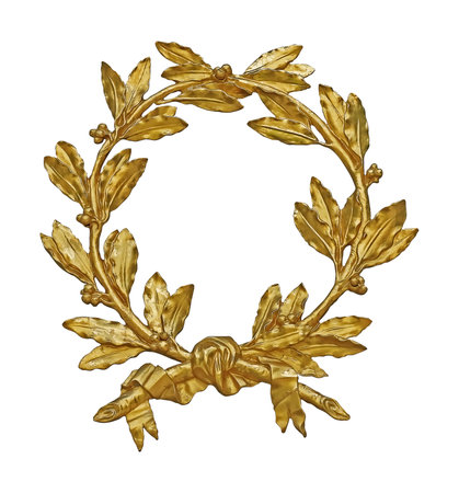 Golden decorative wreaths isolated on white background.の写真素材