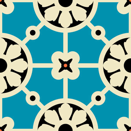 Vector classic Portuguese geometric seamless square patternのイラスト素材