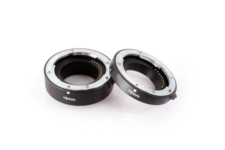 Macro rings for the camera isolated on white background