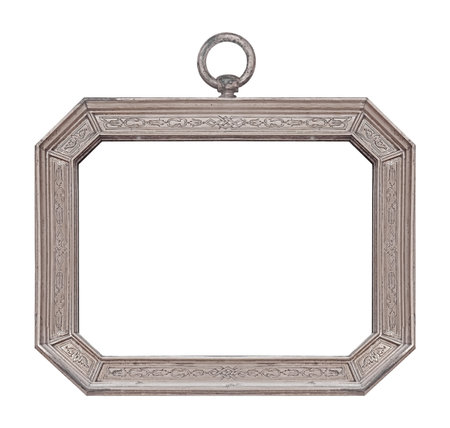 Silver frame for paintings, mirrors or photo isolated on white background.
