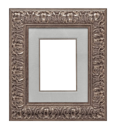 Silver frame for paintings, mirrors or photo isolated on white background.