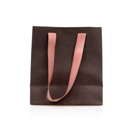 Brown paper bag isolated on white backgroundの写真素材