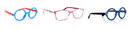 Set of glasses isolated on white background for applying on a portrait