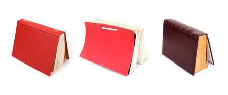 Book in color cover with white sheets isolated on a white background