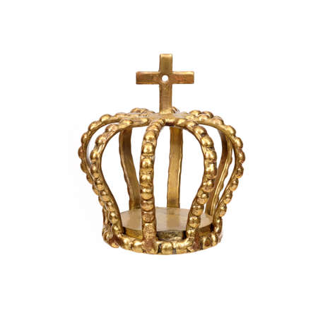 Golden crown isolated on a white backgroundの写真素材