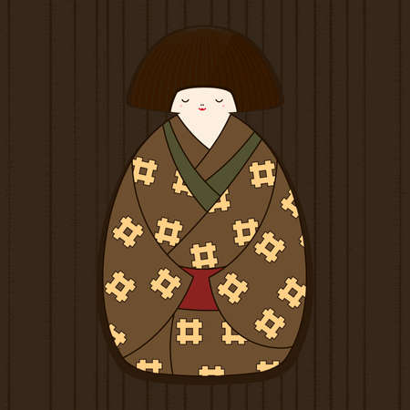 Vector graphics: Japanese doll in traditional national costumeのイラスト素材