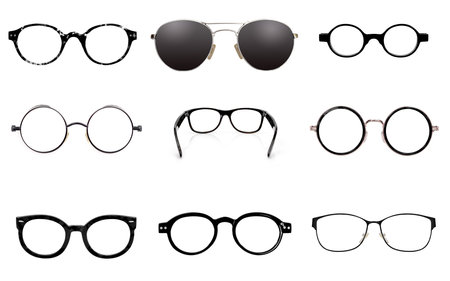 Set of glasses isolated on white background for applying on a portrait