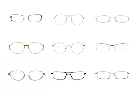 Set of glasses isolated on white background for applying on a portraitの写真素材