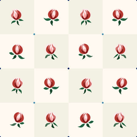 Seamless floral facing tiles style vector patternのイラスト素材