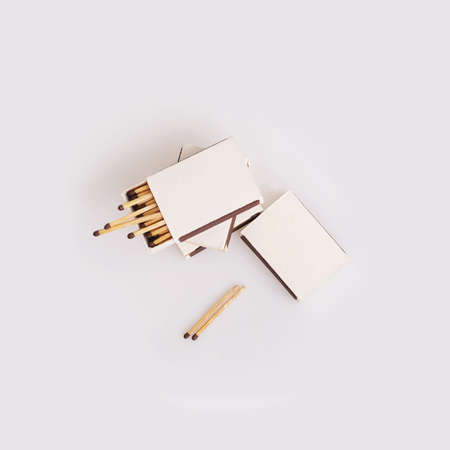 A few retro boxes of matches isolated on white backgroundの写真素材