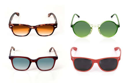 Set of sunglasses isolated on white background for applying on a portraitの写真素材