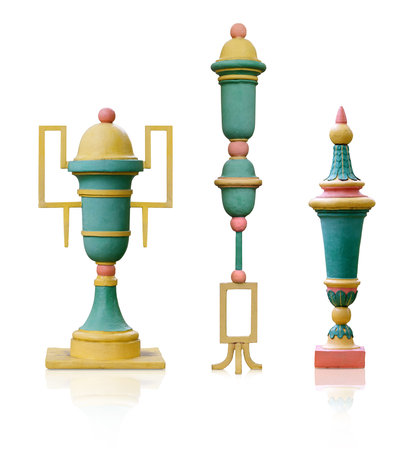 Set of wooden architectural elements in pseudo-Chinese chinoiserie style