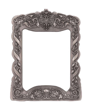 Silver frame for paintings, mirrors or photo isolated on a white background.の写真素材