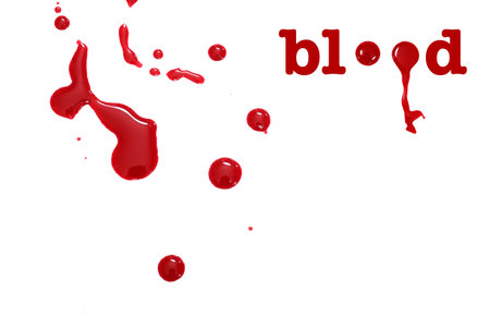 Set of drops of red liquid (blood, nail polish, ketchup, dressing) isolated on white background