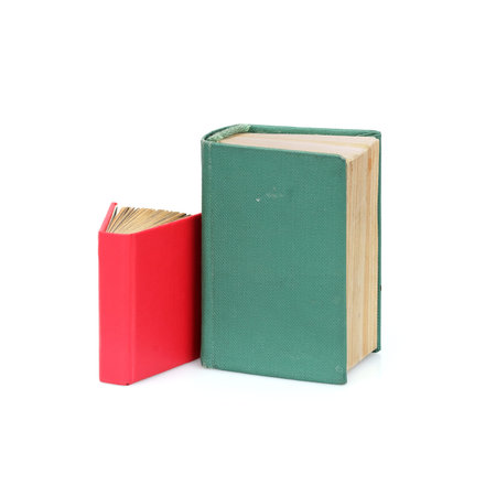 Red and green books isolated on a white background